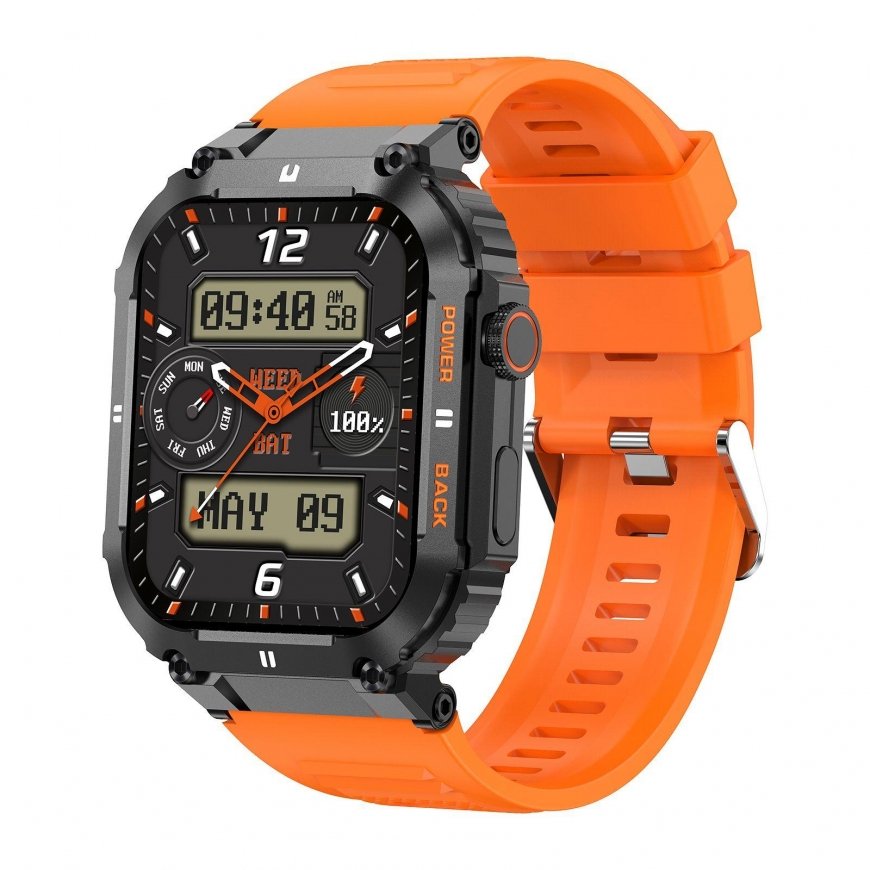 Smartwatch Gravity GT6-3, Black case with orange strap – 2