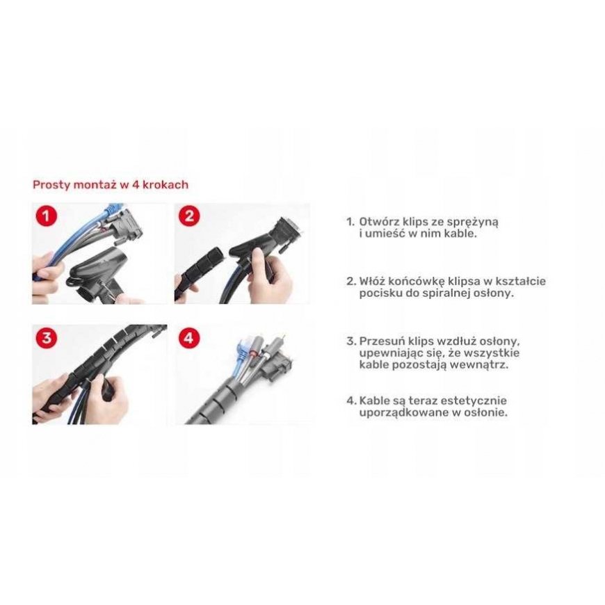 Unitek spirālveida kabeļu organizators, 25 metri, 22 mm diametrs, melns