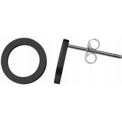 Simple Black Earrings with Steel Rings