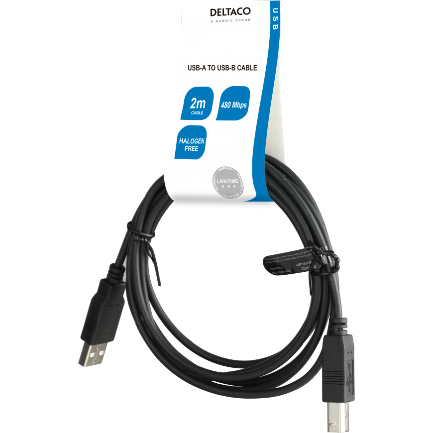 USB kabelis PremiumCord USB-A - USB-B 1,8 m Juodas (ku2ab2-90)