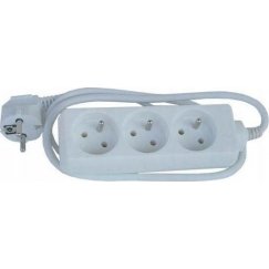 230V toitekaabli pikendus, CEE7 (pistik) - 3x pesa, 2m, VDE heakskiidetud, valge