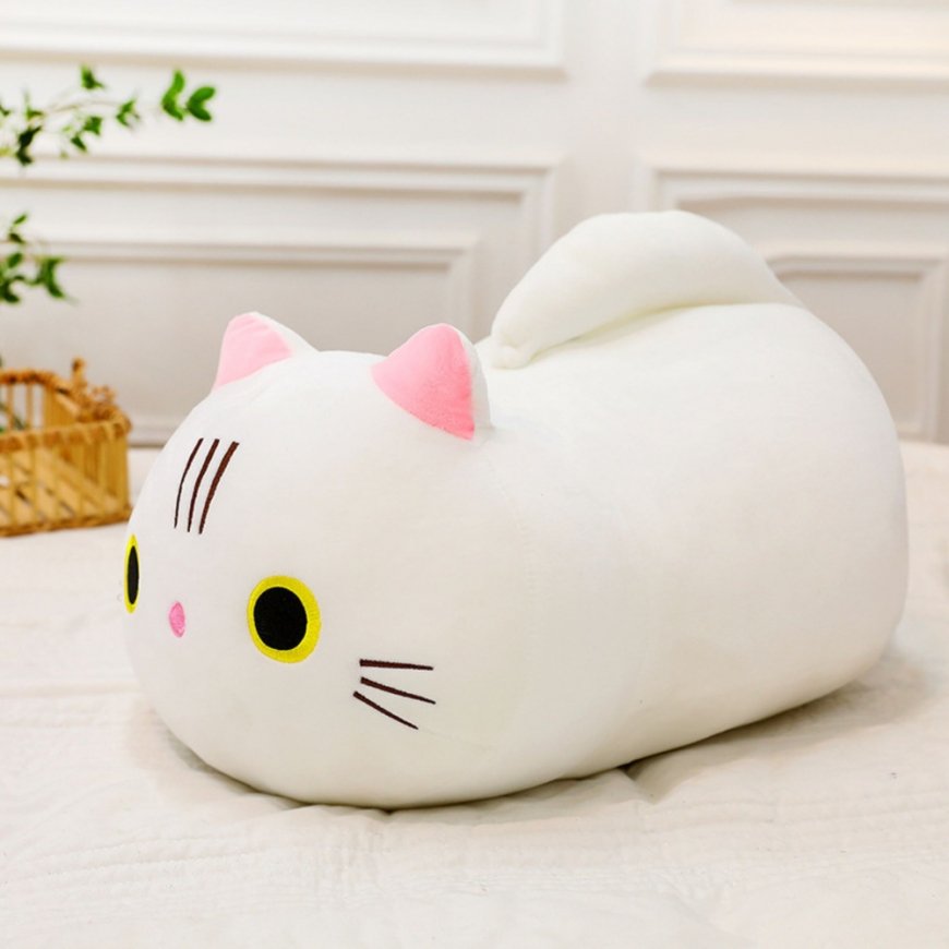 Lean Toys Pliušinis katinas su minkšta uodega, baltas, 40 cm – 2