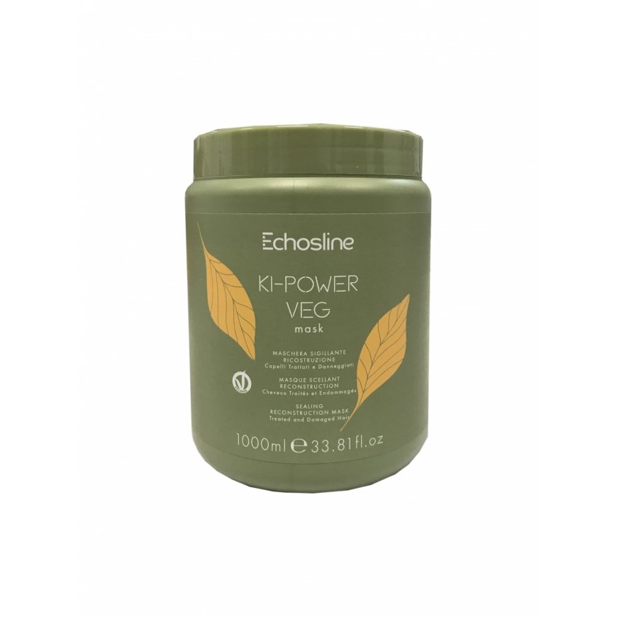 Echosline Ki-Power Veg Sealing Reconstruction Mask — интенсивно восстанавливающая маска для поврежденных волос, 300 мл – 2