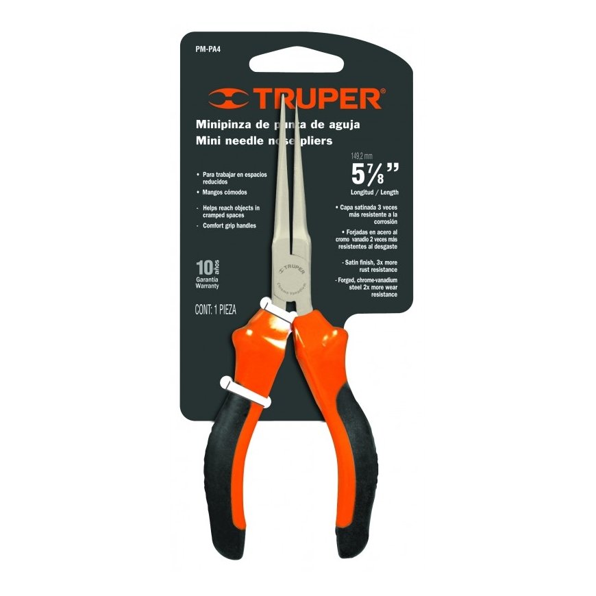 Mini extended pliers. Total length 15cm. High quality and comfortable Truper®.