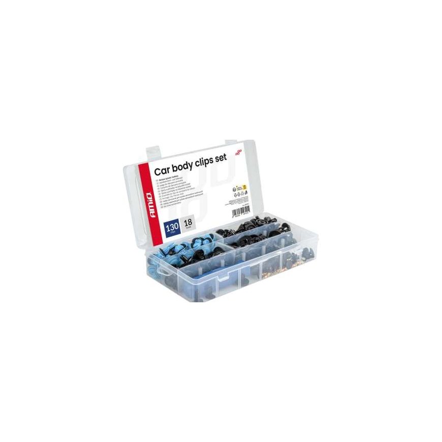 Automobililiste kinnituste ja klambrite komplekt, 148 tk. AMIO-04741 – 2