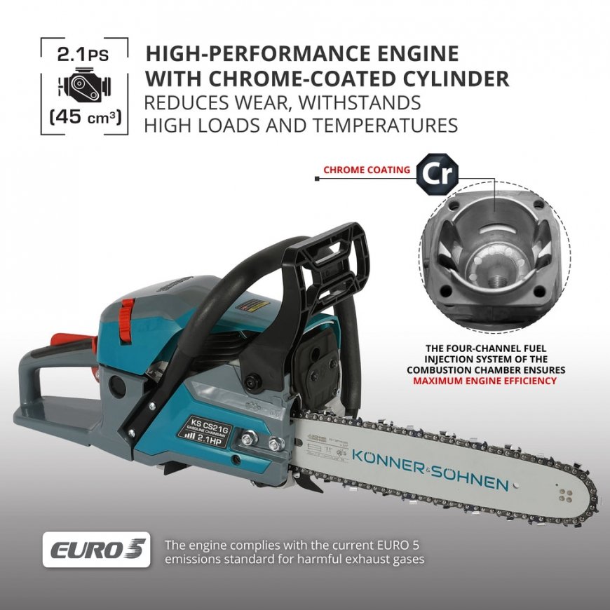 Könner & Söhnen KS CS21G-13 chainsaw 1600 W 3000 RPM Black, Blue, Grey, Red – 2
