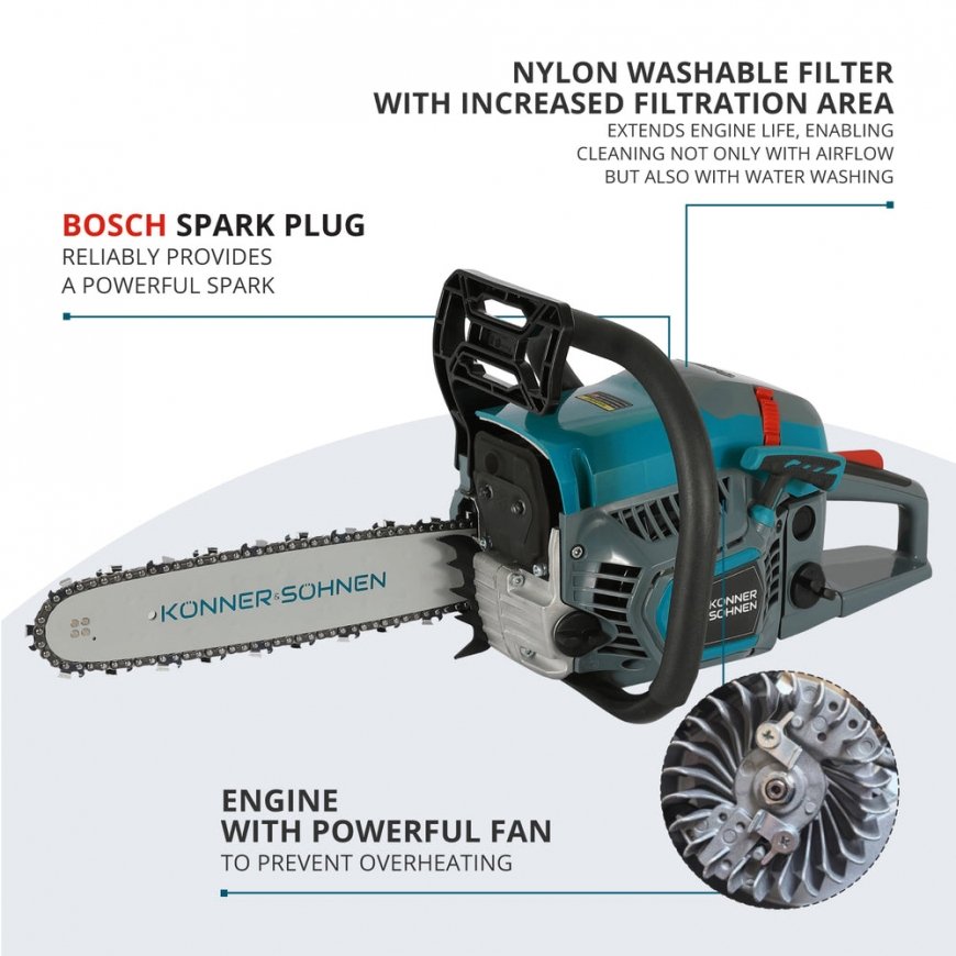 Könner & Söhnen KS CS21G-13 chainsaw 1600 W 3000 RPM Black, Blue, Grey, Red – 3