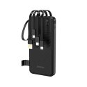 Dudao K11 10000mAh Powerbank sisäisilla kaapeleilla Musta