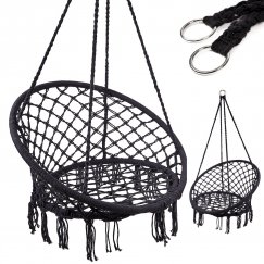 RoGer Stārķa nest chair swing with backrest 80cm Black
