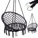RoGer Stārķa nest chair swing with backrest 80cm Black RoGer Stārķa nest chair swing with backrest 80cm Black