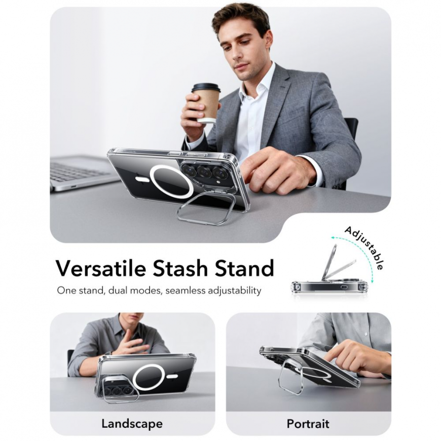 ESR CLASSIC HYBRID KICKSTAND MAGSAFE GALAXY S26+ PLUS CLEAR – 3