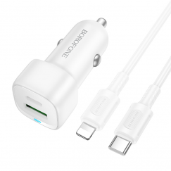 Borofone Car charger BZ34B Cloud - USB + Type C - QC 3.0 PD 38W