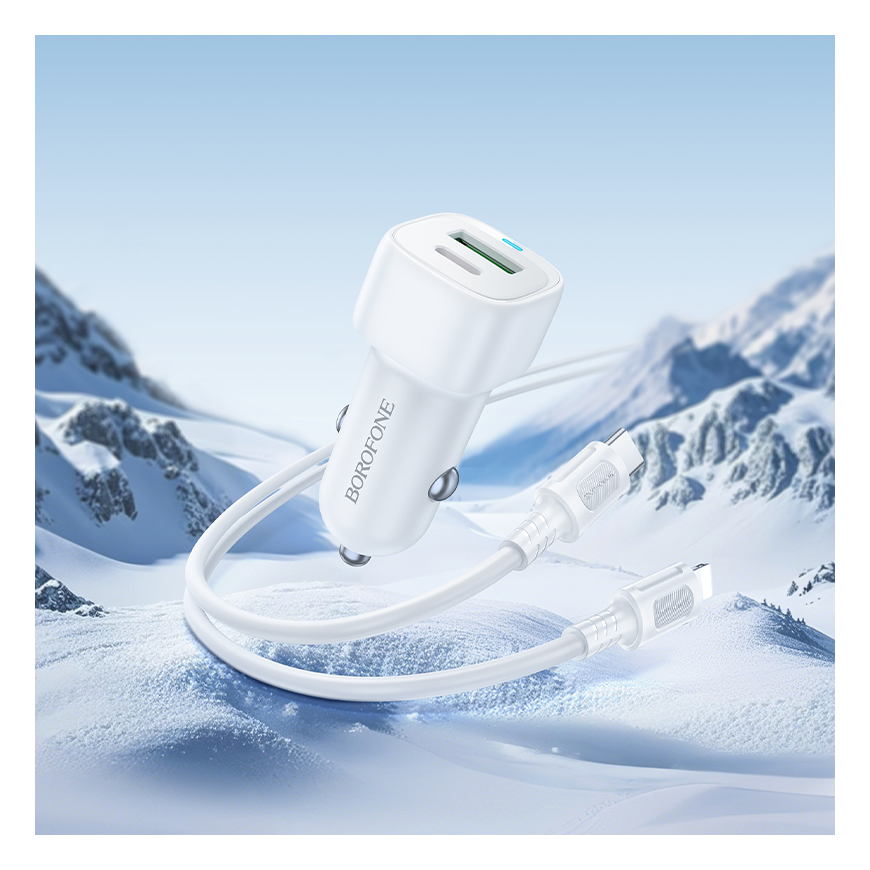 Borofone Car charger BZ34B Cloud - USB + Type C - QC 3.0 PD 38W – 3