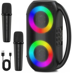Riff K30 RGB kaasaskantav BT karaokesüsteem koos x2 traadita mikrofoni.