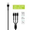 ColorWay 3in1 USB - Lightning, microUSB ja USB-C 4.0A 1.2m ColorWay 3in1 USB - Lightning, microUSB ja USB-C 4.0A 1.2m