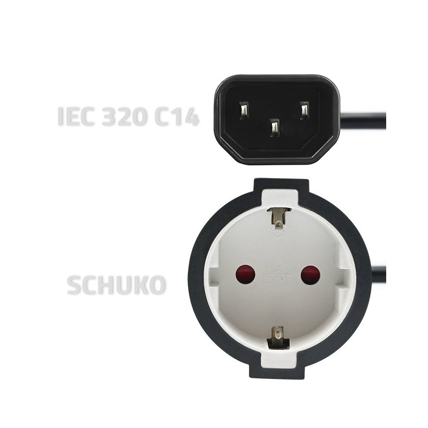 Qoltec 53906 power cable Black 0.15 m IEC 320 Schuko – 4