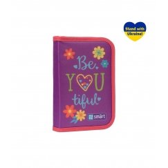 Formed pencil case with one compartment, two flaps SMART HP-04 "BeYoutiful!", violet color.