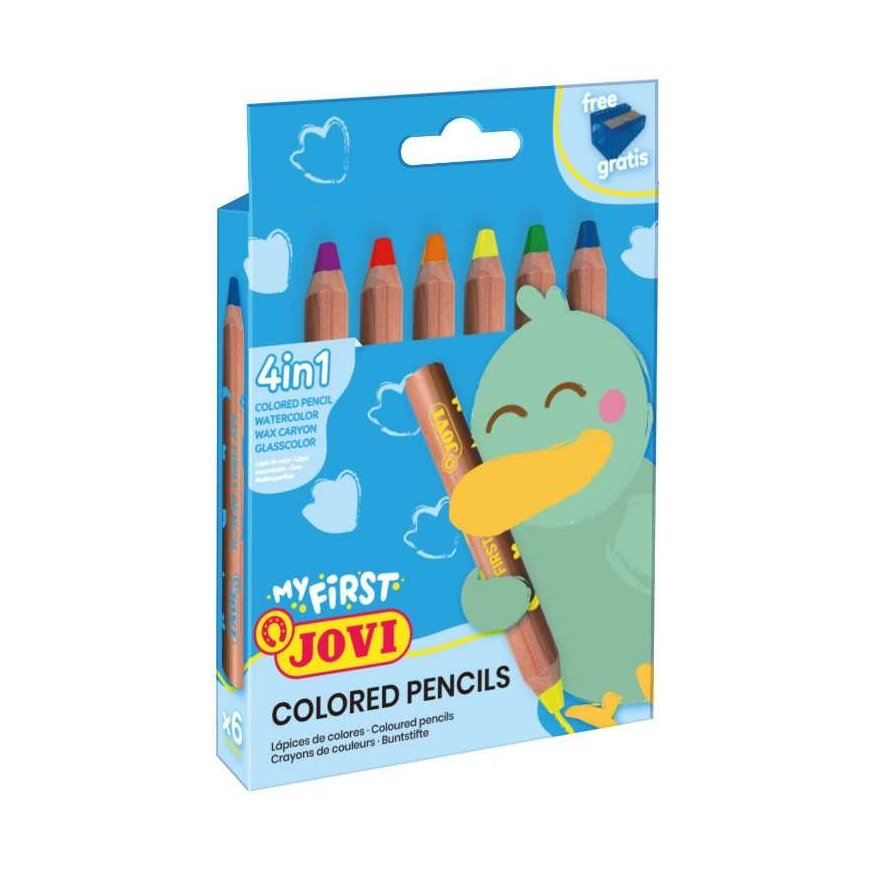 Harrows Jovi Colored Pencils MY FIRST, 6 colors, four-in-one with sharpener