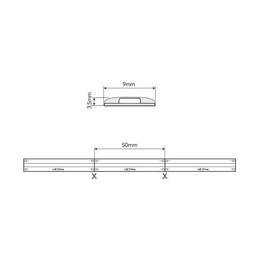 LED strip light 24Vdc, 8W/m, COB 320LED/m, 800lm, cool white 6500K, IP66 waterproof, 180°, LED LINE – 2