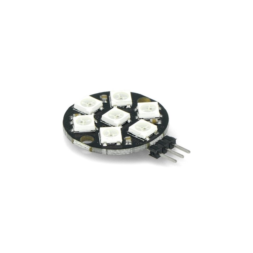 OEM диодное кольцо LED RGB 7 x WS2812 5050 - припаянные соединения