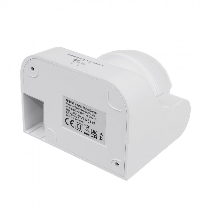PIR Motion Sensor Maclean, infrared, IP44, white, range 12m, max load 800/1200W, MCE358W – 2