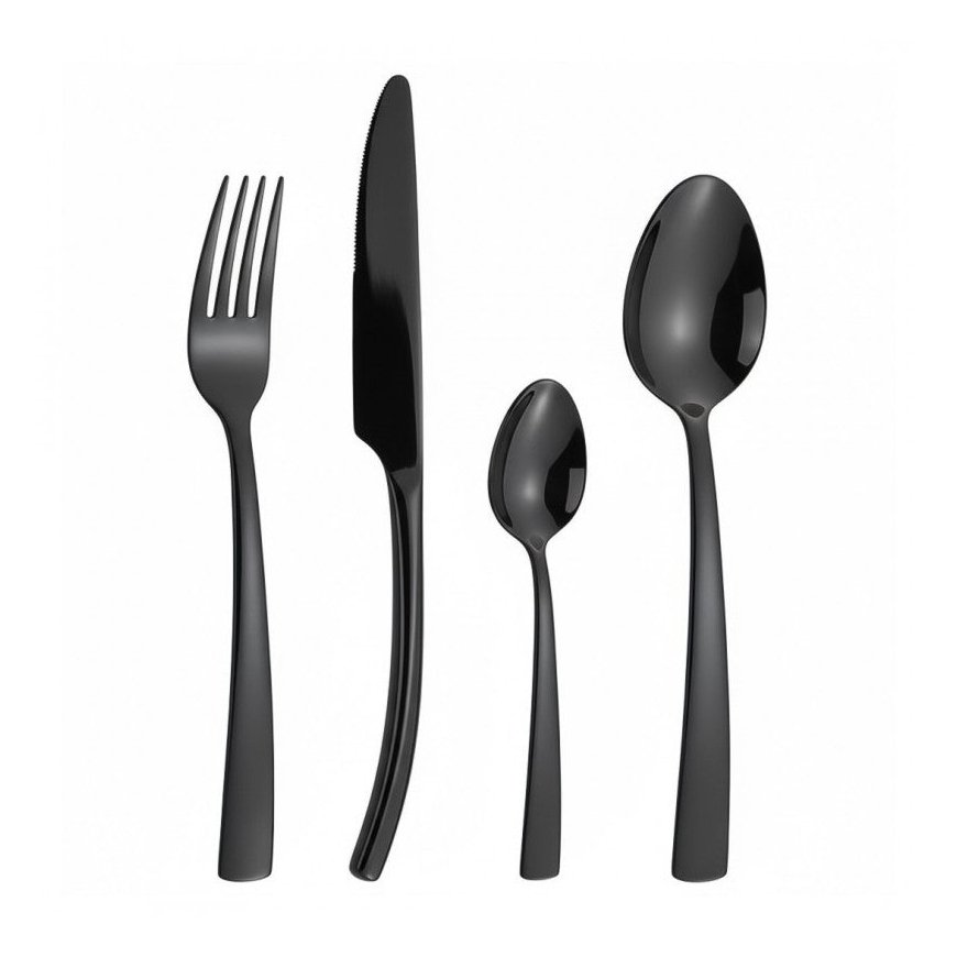 Zyle ZY692BCS 24-Piece Cutlery Set, Mirror Black Color