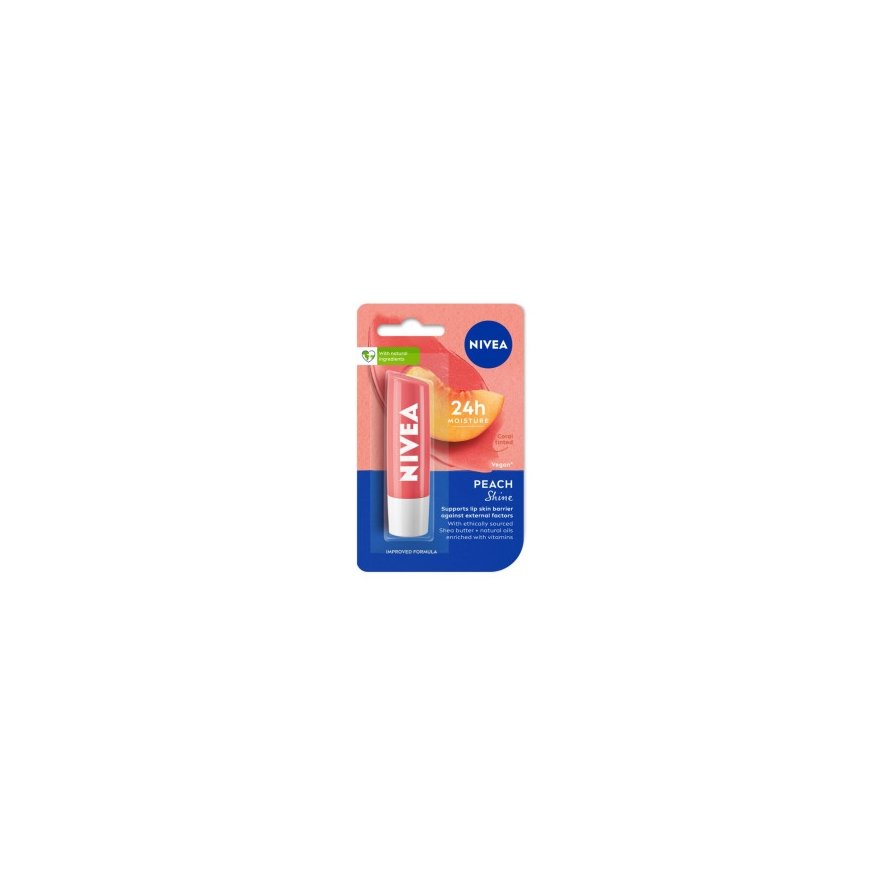 Nivea 24H Niiskuse Huulepalsam Peach Shine, 4,8 g