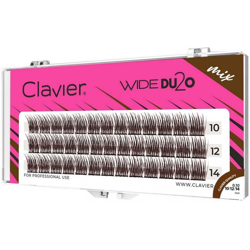 Wide Du2o Brown Eyelashes, C Curl, 10D Volume, Mixed 10/12/14 mm