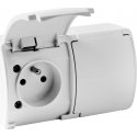 Double surface mounted socket with grounding, with flap VIPLAST KOALA White IP44 162-01 Double surface mounted socket with grounding, with flap VIPLAST KOALA White IP44 162-01