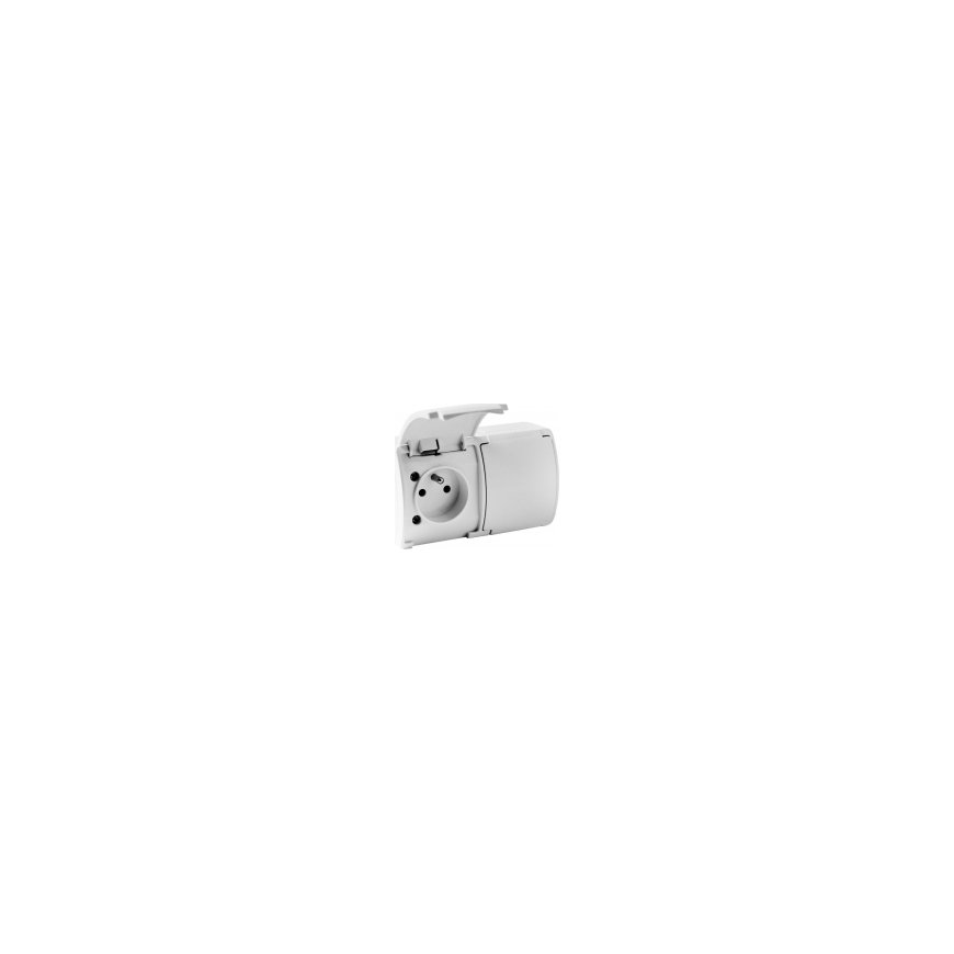 Double surface mounted socket with grounding, with flap VIPLAST KOALA White IP44 162-01 – 2