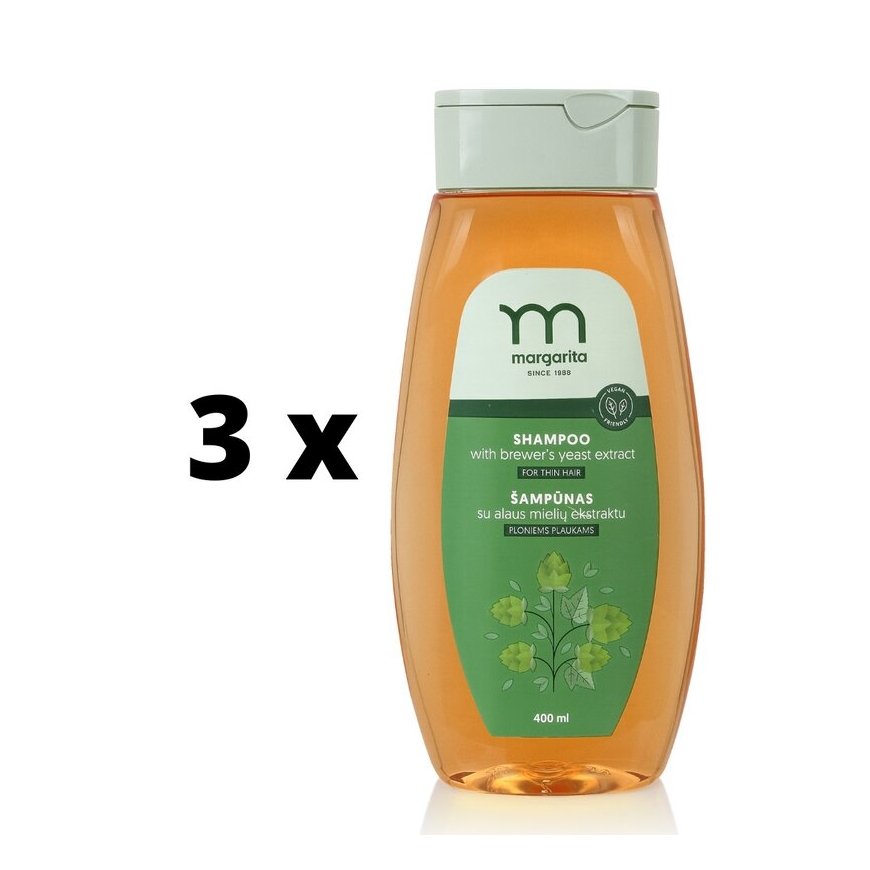 Šampoon MARGARITA õllepärmi jaoks õhukestele juustele, 400ml – 2