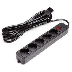 EXD Socket Extension Cable UPS 5m, 5 Sockets, with Switch Black