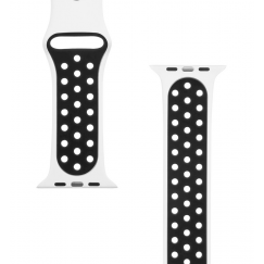 Taktinen Apple Watch 42/44/45mm kaksinkertainen silikoni hihna Valkoinen Musta