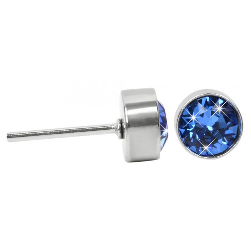 Levien Beautiful Steel Earrings Chaton Sapphire