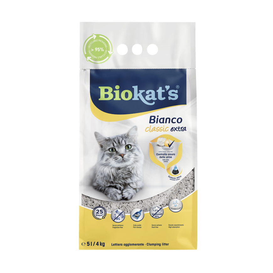 Smiltis kaķu tualetēm - Biokats Bianco Extra 5 L