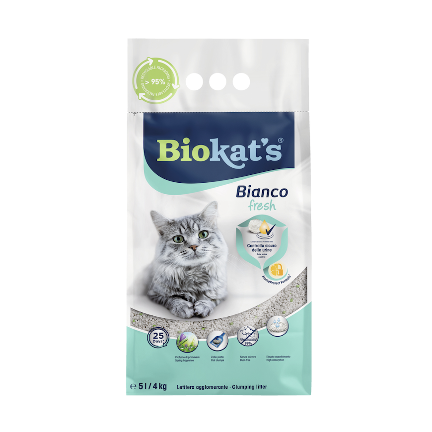 Smiltis kaķu tualetei - Biokats Bianco Fresh, 5 kg