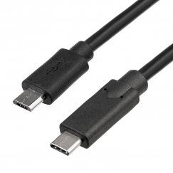 Akyga AK-USB-16 USB-kaapeli USB 2.0 1 m Micro-USB B USB C musta