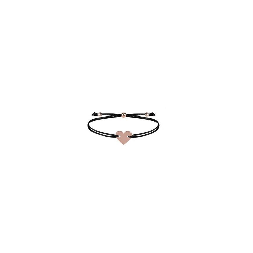String Bracelet with Heart Black / Bronze