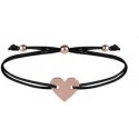 String Bracelet with Heart Black / Bronze