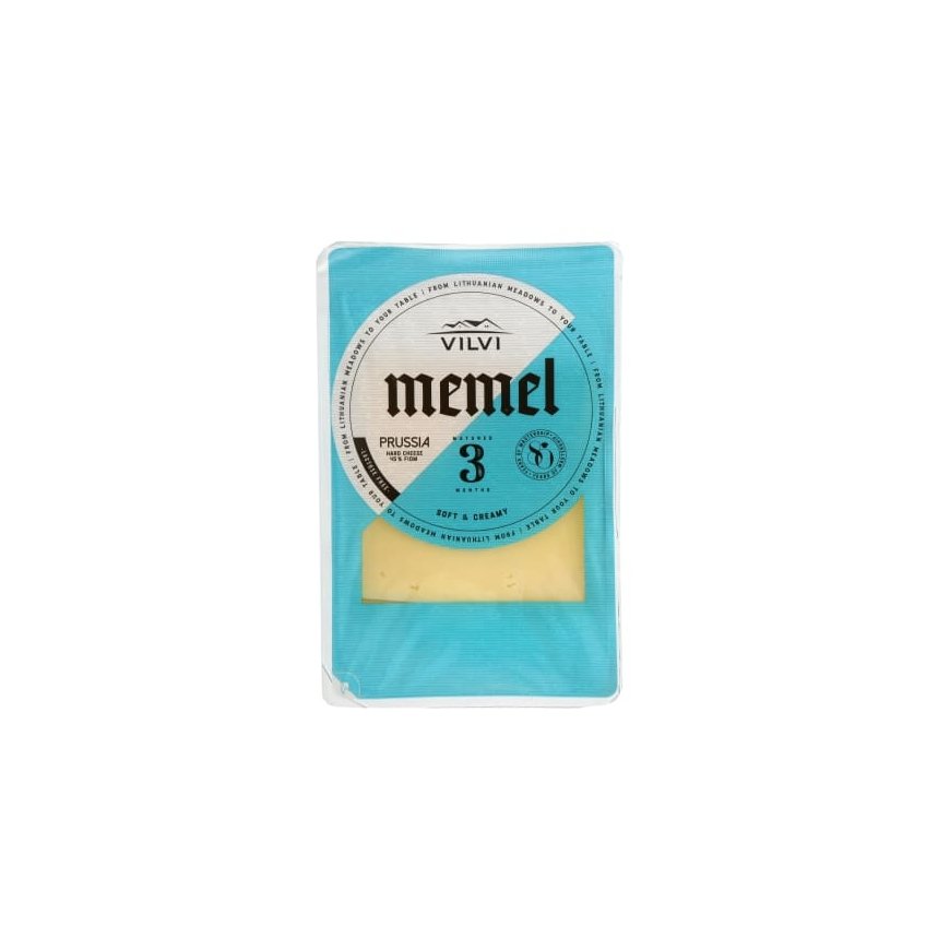 Vilkyskiu Suriai Kietasid sūris MEMEL Prussia, 3 kuud, 45%, RSM, laktoosivaba, 0,18 kg