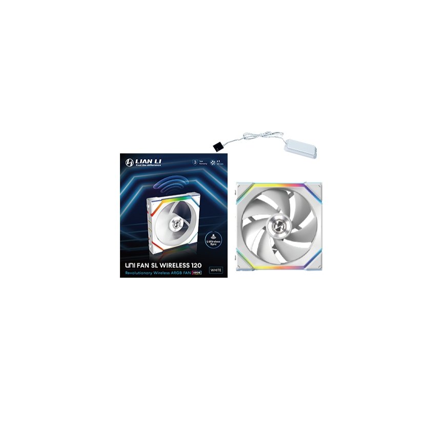 Lian Li UNI FAN SL Wireless 120 Tietokonekotelo Tuuletin 12 cm Valkoinen 1 kpl