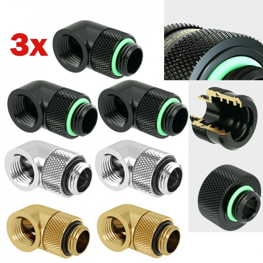 Barrow adapteris 90 grādu G1/4 collu ligzda uz G1/4 collu ligzdu - Melns