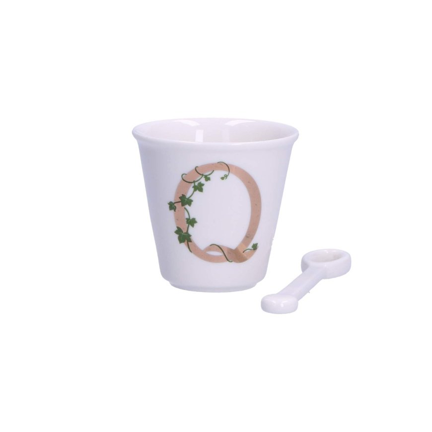 LA PORCELLANA BIANCA UNICO Mukikuppi lusikalla 75 ml, Q kuvio