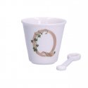 THE WHITE PORCELAIN UNIQUE Mug with Spoon 75 ml, Q pattern