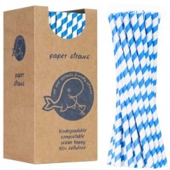 Gsg24 BIO eco-friendly paper straws PAPER STRAWS thickness 8/205mm - white and blue 160pcs.