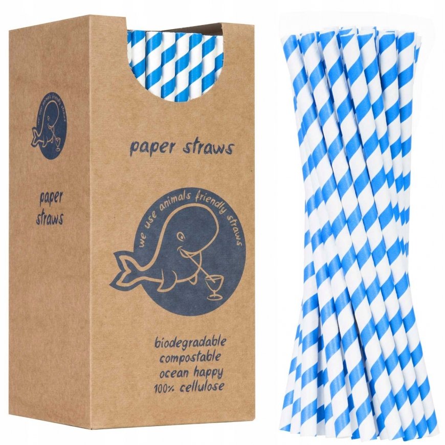 Gsg24 BIO eco-friendly paper straws PAPER STRAWS thickness 8/205mm - white and blue 160pcs. – 2