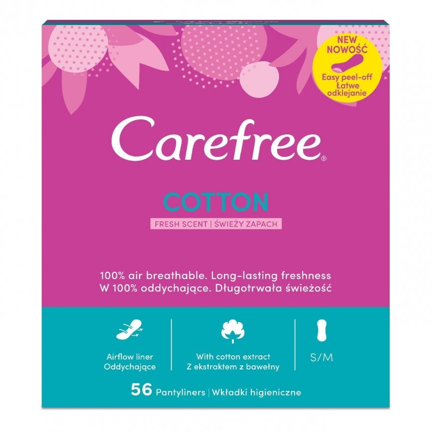Carefree Non-irritating Cotton Panty Liners Fresh Scent 56 pcs
