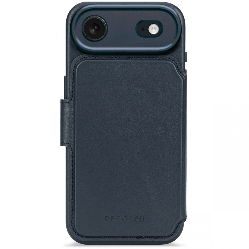 Декодированный кожаный съемный кошелек для iPhone 17 Air Navy Shadow – 2