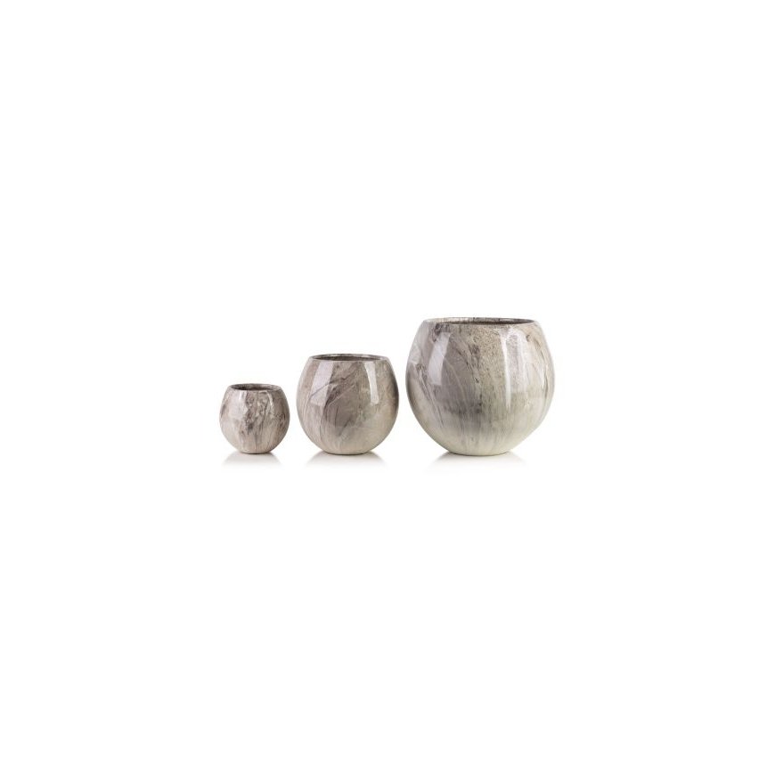 Mondex NEVA MARBLE Set of 3 Ceramic Planters 29x29x30/23x23x26.5/19x19x24cm – 2