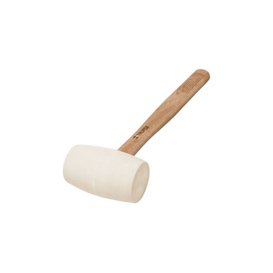 Rubber mallet with wooden handle. Head weight 230g, 44mm striking surface Truper®